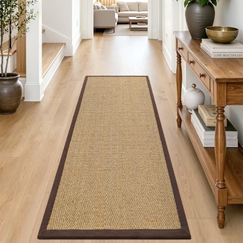 DEXI Jute Runner Rug 2'8''x8', Rug Runners for Hallways, Natural/Brown - color: Natural/Brown, size: 2'8" x 8' (Runner)