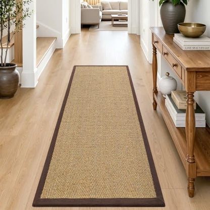 DEXI Jute Runner Rug 2'8''x8', Rug Runners for Hallways, Natural/Brown - color: Natural/Brown, size: 2'8" x 8' (Runner)