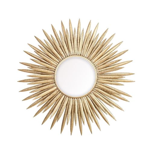 homary Sunburst Wall Mirror, 33.7" Gold Accent Mirror with Embossed Metal Frame for Living Room, Entryway, or Bedroom Decor (1, Style-A)