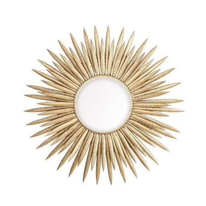 homary Sunburst Wall Mirror, 33.7" Gold Accent Mirror with Embossed Metal Frame for Living Room, Entryway, or Bedroom Decor (1, Style-A)
