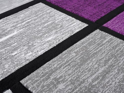 Modern 5x7 Purple Geometric Living Room Rug - Area Rugs for Living Room Dining & Bedroom - Hand Carved Runner Carpet - Durable Polyester - Non-Fade Stain-Resistant - Turkish Made - color: Purple, size: 5' x 7' (Rectangular)