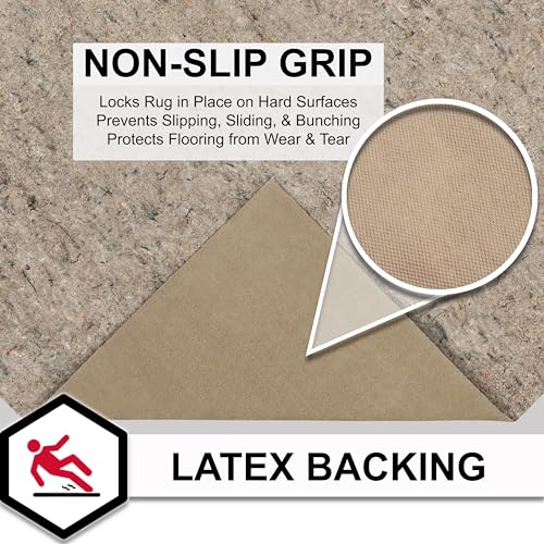 Mohawk Home Non Slip Rug Pad 5' x 8'- 1/4" Thick Felt + Latex Rubber Gripper - Dual Surface Cushion for Hardwood, Carpet, Tile Floors, Made in USA - size: 5' x 8' (Rectangular), style: 1/4 Inch Dual Surface Rug Pad