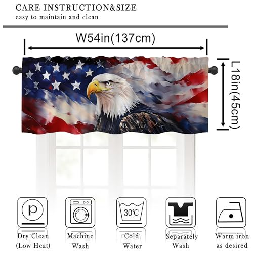 Eagle Valance Curtains,Rod Pocket Valances for Windows,Small Window Treatment Valances for Kitchen,Living Room,Bedroom,Bathroom,Home Decor,18x54 Inch,1 Panel,Vintage American Flag - color: Eagle01, size: 54"W x 18"L (Pack of 1)