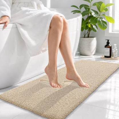 OLANLY Microfiber Bathroom Runner Rugs 47x17, Soft Absorbent Bath Mat, Sand - color: Sand, size: 47" X 17"