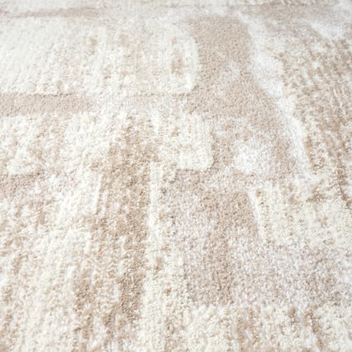 Abani Cream Area Rug for Living Room, Bedroom - Block Pattern- 6' x 9' -Durable & Easy to Clean - size: 6' x 9'