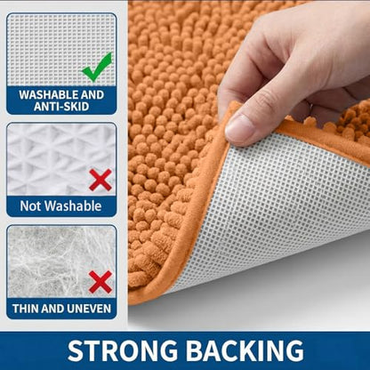 Bathroom Rugs Sets 2 Piece,Super Absorbent Chenille Bath Mats and U-Shaped Toilet Rug,Strong PVC Non Slip Backing,Microfiber Washable Dry Quickly Bath Mats for Bathroom(20"x32"+20"x20"U, Champagne) - color: Champagne