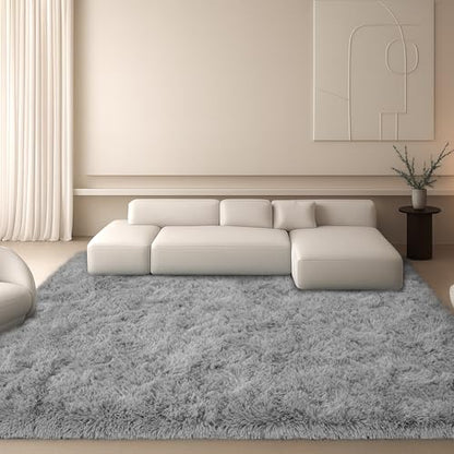 Area Rugs for Living Room, Bedroom, Grey Plush Fluffy Carpet - color: Grey, size: 6' x 9' (Rectangular)