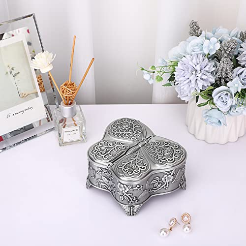 Hipiwe Antique Metal Jewelry Box Butterfly Shape Jewelry Organizer, Large - color: Silver, size: Large