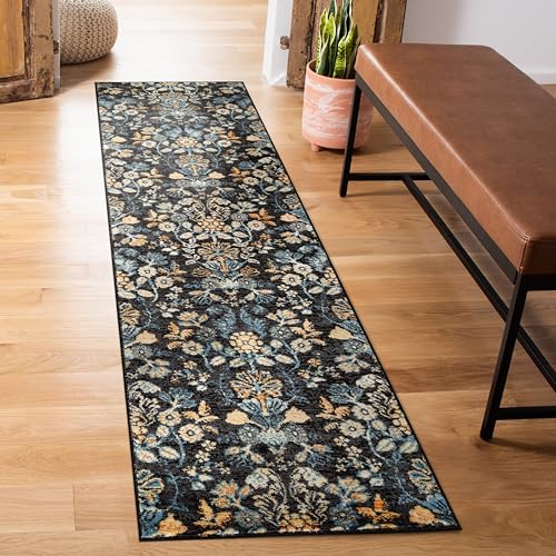 Rugshop Vintage Floral Runner Rug for Living Room, Bedroom Black 2' 3" x 8' - size: 2'3" x 8' (Rectangular)