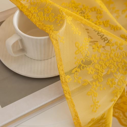 TUDECO Yellow Stall Lace Shower Curtain for Bathroom, 36Wx72L Inch 1 Panel - color: Mustard Yellow, size: 36"W x 72"L (Pack of 1)