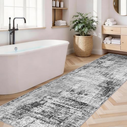 2x8ft Carpet Runner for Hallway: Washable Non Slip Kitchen Rug Black - color: Black, size: 2' x 8' (Runner)