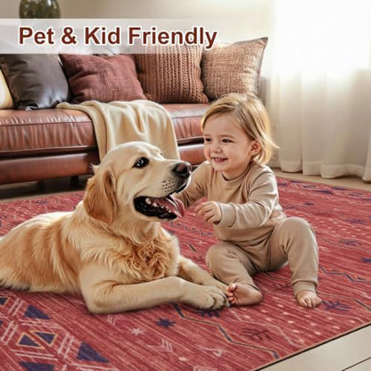 SERISSA 2x3 Washable Non-Slip Boho Area Rugs for Entryway - color: Red Ochre/Multi, size: 2' x 3' (Rectangular)