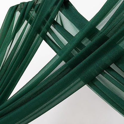 Sheer Wedding Arch Draping Fabric 29" x 20 FT 2 Panels Emerald Green - color: Emerald Green, size: 29"w x 240"l (Pack of 2)