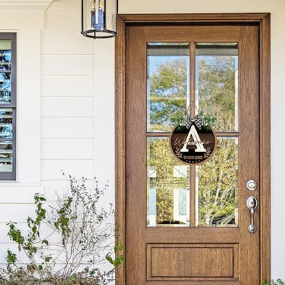Monogram Letter A Front Door Sign, Welcome to Our Home Family Last - color: A