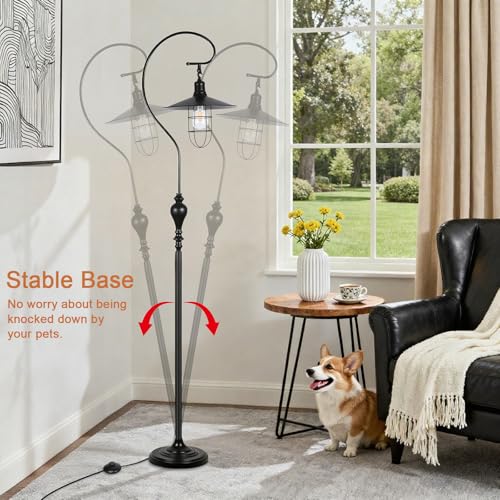 Farmhouse Floor Lamp for Living Room, Floor Lamp with Foot Switch