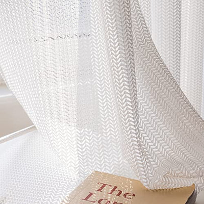 2 Panels Set Sheer Curtains 96 inch Length White 52" W x 96" L - color: White, size: 52"W x 96"L (Pack of 2)