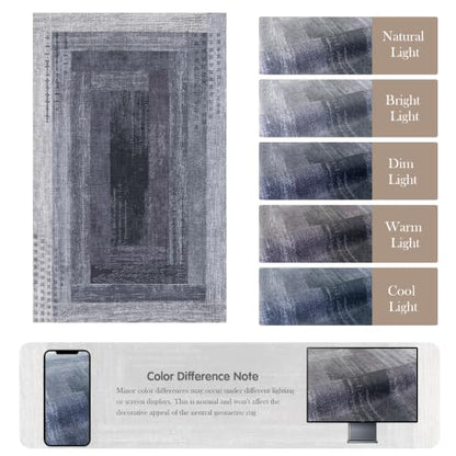 Neutral Geometric Grey 4x6 ft Large Rug for Living Room Bedroom - color: Grey, size: 4' x 6' (Rectangular)