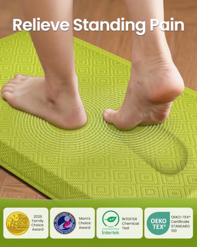 Ophanie Kitchen mats for Floor, 3/4 inch Thick, Kitchen Rugs, 20x39 Anti Fatigue Standing Cushioned Mat,Waterproof,Comfort Ergonomic mat for Office, Home,Sink with 99+ Pairs of Anti-Slip Bottom Ridges - color: Green, size: 20"L x 39"W x 0.8"Th