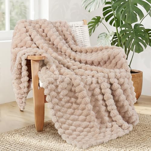 Whale Flotilla Soft 3D Jacquard Fleece Throw Blanket for Couch & Bed, Camel - color: Camel, size: Throw(50x60 Inch)