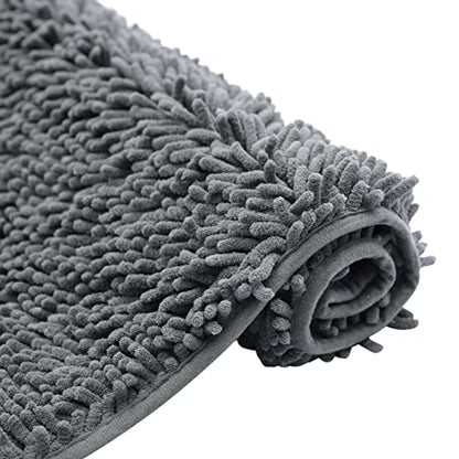 Non-Slip Bath Rug,Extra Soft Microfiber Bedroom Shag Carpet with Anti-Slip Backing,Water/Dust Absorbent Fast Dry Shower Mat,Sound Insulated Stairs Pad,Machine Washable (Dark Grey,19 x 31 Inches) - color: Darkgrey, size: 19"x31"