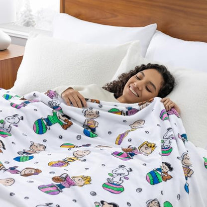 Berkshire Peanuts® VelvetLoft® Cute Character Snoopy Plush Throw Blanket,Easter Gang 2025 White,Throw 55 in x 70 in (Official Peanuts® Product) - color: Easter Gang 2025 White, size: Throw (55 in x 70 in)