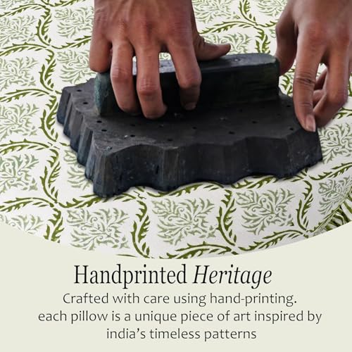 CPC Fern Regal Block Print Ruffle Pillow Cover 18x18 Inch, Pack of 2 - color: Fern Regal, size: 18" x 18" (Pack of 2)