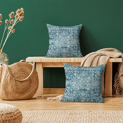 Teal Carpet Pattern Boho Pillow Covers 16x16 Set of 2 - color: Boho-5, size: 16" x 16" (Pack of 2)