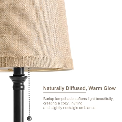 Oneach 19.5" Small Table Lamps Set of 2 for Living Room Bedroom, USB A+C - color: Black Metallic