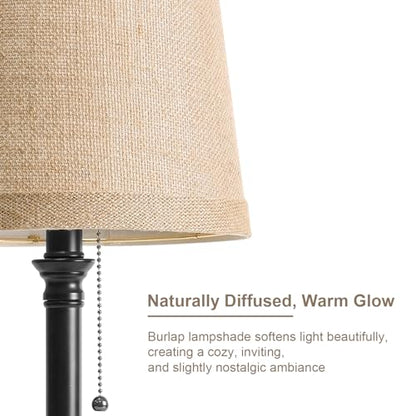 Oneach 19.5" Small Table Lamps Set of 2 for Living Room Bedroom, USB A+C - color: Black Metallic