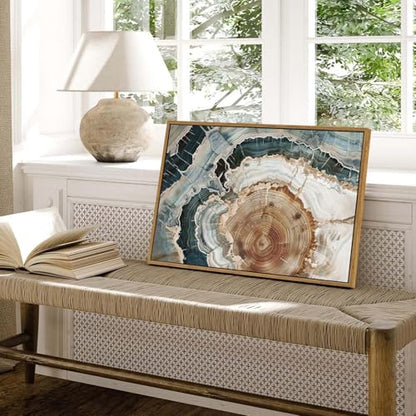 BingruiArt Faux Wood Tree Ring 06 Canvas Wall Art 16x24 Framed - color: Tree Ring - 06, size: 24"L x 16"W