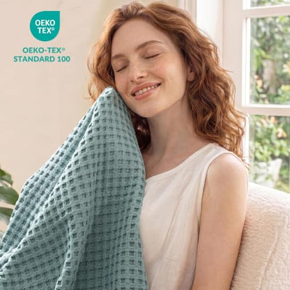 Exclusivo Mezcla 100% Cotton Blanket Full Size for Bed, Dusty Mint - color: Dusty Mint, size: Full (80" x 90")