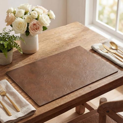 Artoid Mode Brown Faux Leather Placemats Set of 4 - color: Brown, size: 12" x 18", Rectangular Set of 4