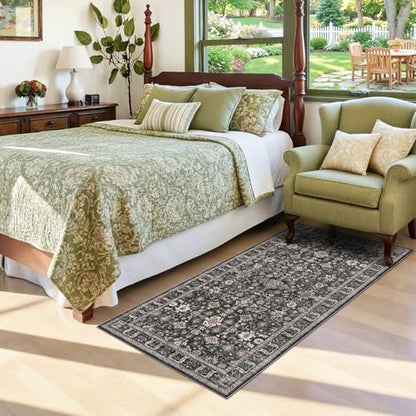 Entryway Rug 2x4 Runner Rug: Washable Runners for Kitchen Non-Slip Soft - color: Dark Black Gray, size: 2' x 4' (Rectangular)