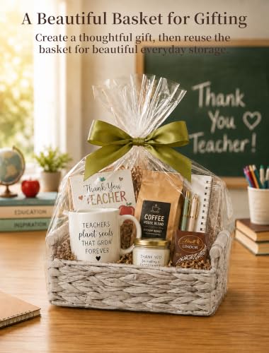 Wicker Basket, Large Basket for Gift Baskets Empty, 10.2x7.9x4in - color: Whitewash, size: Small