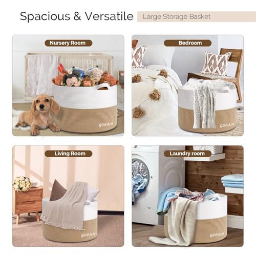Cotton Rope Woven Laundry Basket 22"X 22"X 14" with handles(Jute/Beige)XXXL - color: jute
