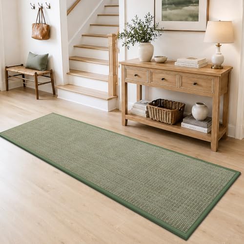 DEXI Ultra Thin Hallway Runner Rug 28x96, Non Slip Entryway Rugs,Green - color: Green, size: 28" X 96" (Runner)