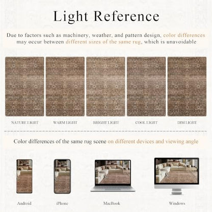 Schweek 2x5 Runner Rug Washable Non-Slip Neutral Rugs for Hallways Brown - color: Brown, size: 2' x 5' (Runner)