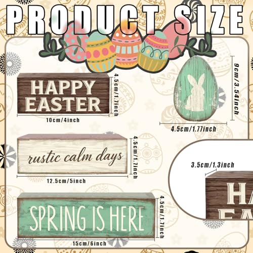 Easter Decorations - Happy Easter Bunny Egg Tiered Tray Decor - Wooden Easter Tabletop Sign - Rustic Farmhouse Spring Home Decor Indoor for Tiered Tray Shelf Mantel Entryway Coffee Table - style: Bunny Egg