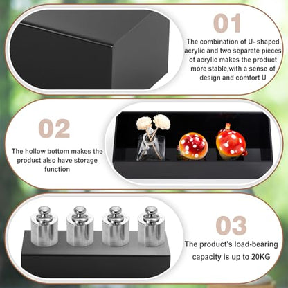 Chunful Black Acrylic Display Box Riser, 16" L x 6" W x 4" H Pedestal Stand - size: 16" W X 6" D X 4" H