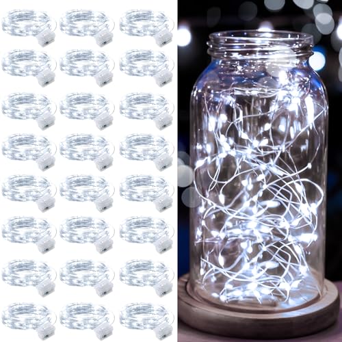 24 Pcs White Fairy Lights Waterproof 7Ft 20LED String Light - color: White, size: 24 PCS