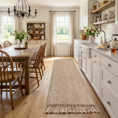 Collive Washable Kitchen Runner Rug 2' x 8', Boho Bathroom Mats - color: Tan/Cream, size: 2' x 8' (Rectangular)