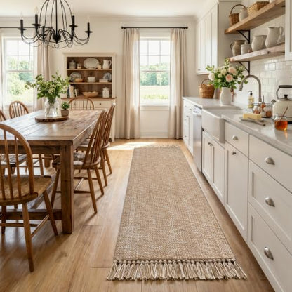Collive Washable Kitchen Runner Rug 2' x 8', Boho Bathroom Mats - color: Tan/Cream, size: 2' x 8' (Rectangular)