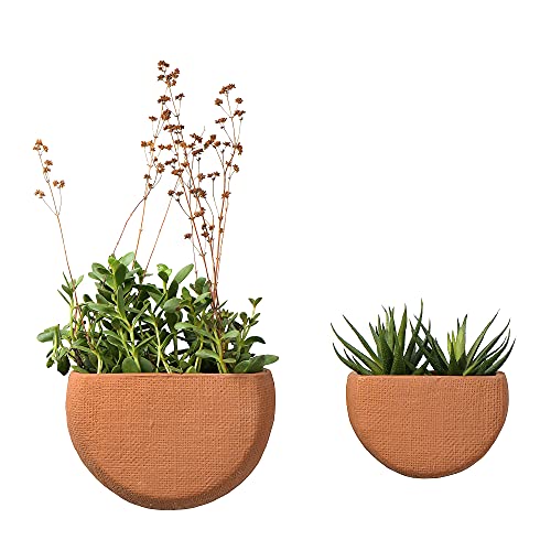 Main + Mesa Modern Boho Stoneware Wall Mount Planters, Terracotta, Set of 2 Sizes - size: 7.5" x 5" and 6" x 4"