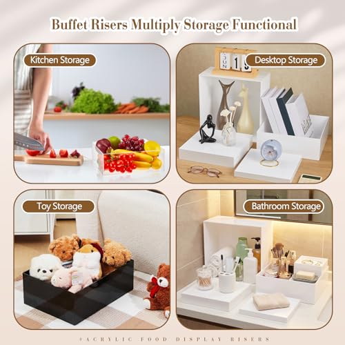 Leinuosen 7 Pcs Large Acrylic Buffet Risers, 6-12" Square, Clear - color: Clear, size: 6" to 12", style: Square