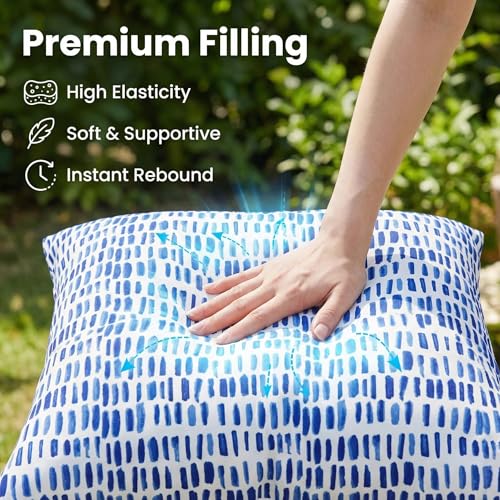 JMGBird 18x18 Pillows Blue and White Outdoor Pillows Cover with Inserts - color: Blue White