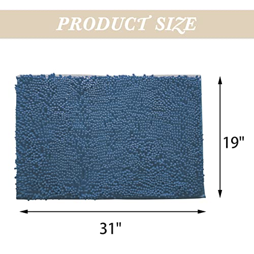 Non-Slip Bath Rug,Extra Soft Microfiber Bedroom Shag Carpet with Anti-Slip Backing,Water/Dust Absorbent Fast Dry Shower Mat,Sound Insulated Stairs Pad,Machine Washable (NavyBlue,19 x 31 Inches) - color: Navyblue, size: 19"x31"