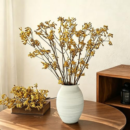 Matte White Textured Ceramic Vase, Rustic Farmhouse Centerpiece, 9 Inch