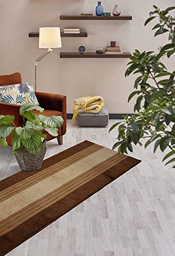 Custom Size Hallway Runner Rug, Slip Resistant, 26 Inch Wide X Your Choice of Length, Lines Brown, 26 Inch X 2 Feet, Doormat Size - color: Brown Lines, size: 2'2" x 2' (Rectangular)
