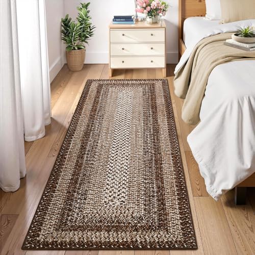 RUGSREAL Washable 2x10 Runner Rug for Hallway Kitchen Modern Runner Rugs - color: Brown, size: 2' x 10' (Runner)