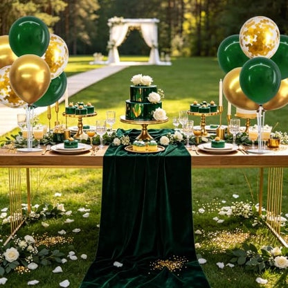 TONIFUL 4 Set Dark Green Gold Balloon Stand Balloon Centerpieces for Table - color: Dark Green Gold